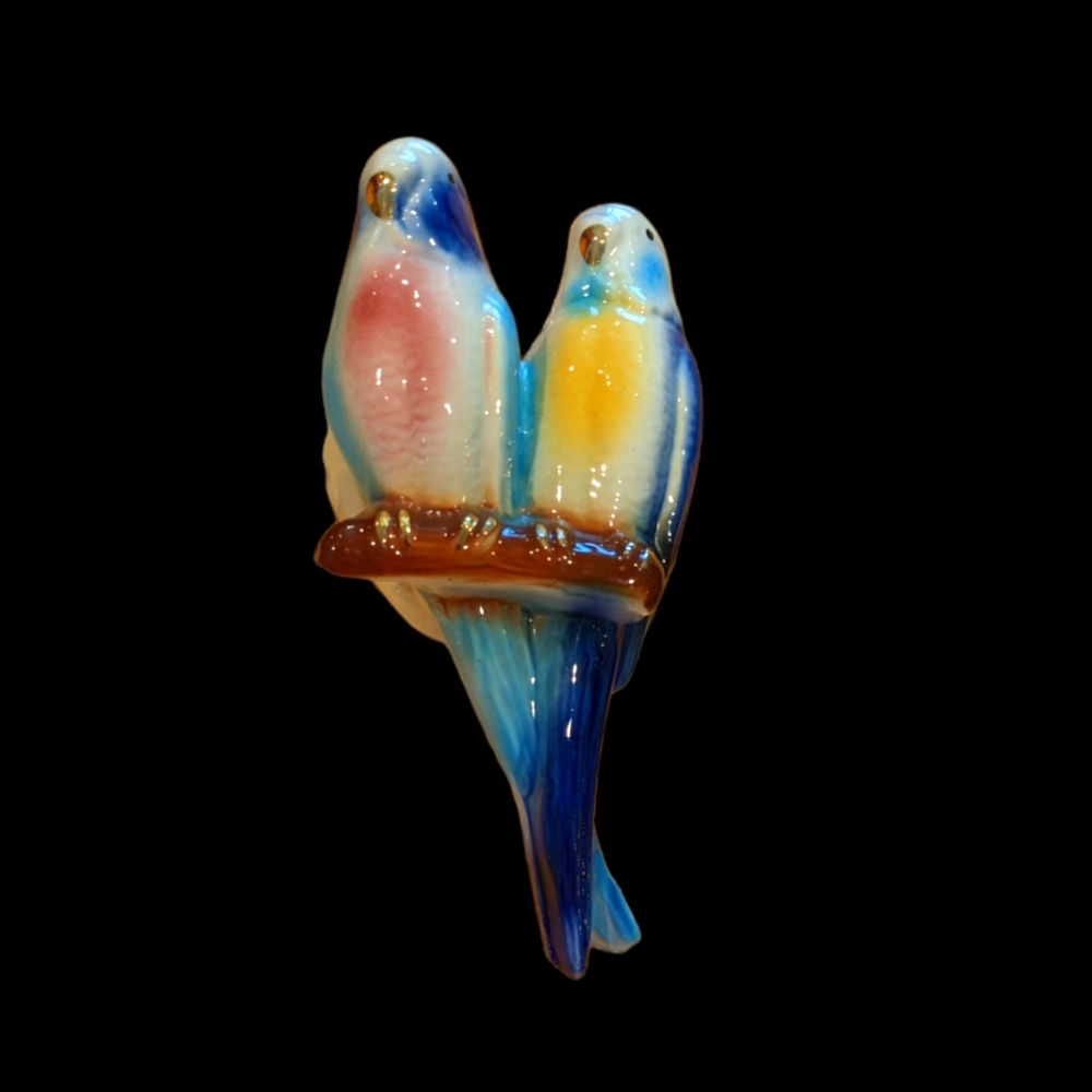 Vintage MCM ceramic parrots wall hanger- hard to find